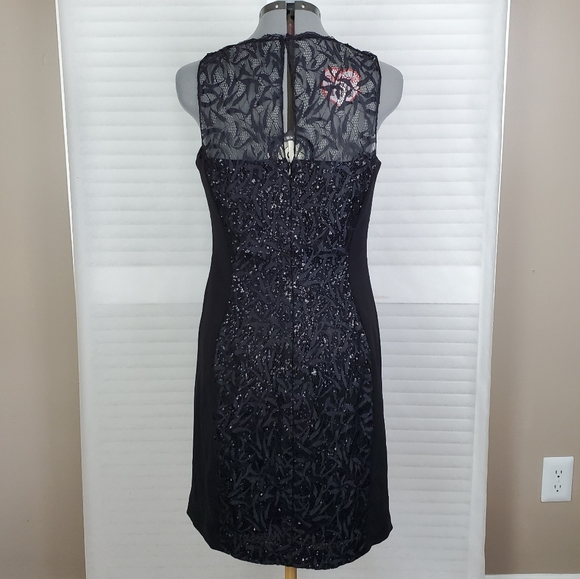 LAST CHANCE Badgley Mischka Collection sequin lace cocktail dress 14 - Picture 4 of 12